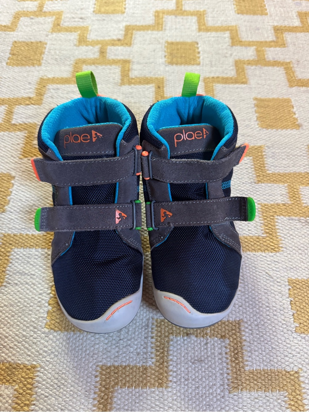 PLAE Navy, Teal & Green Kids Velcro High-top Sneakers